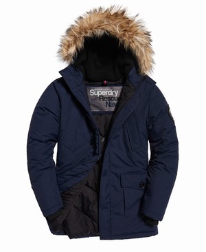 Superdry Faux Fur Trimmed Everest Férfi Kabát Sötétkék | DEAXY7086